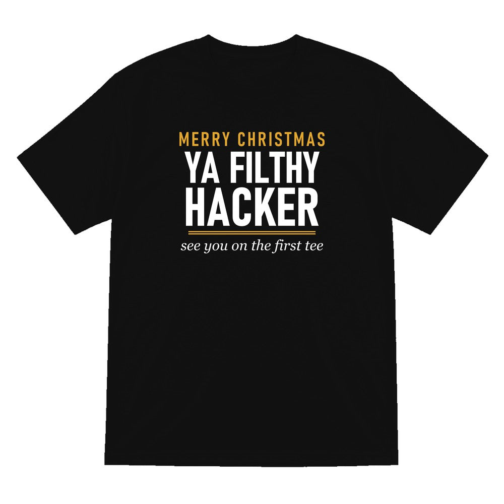 Merry Christmas Ya Filthy Hacker Funny Golf Christmas Jumper & T-Shirt T-Shirt in Black