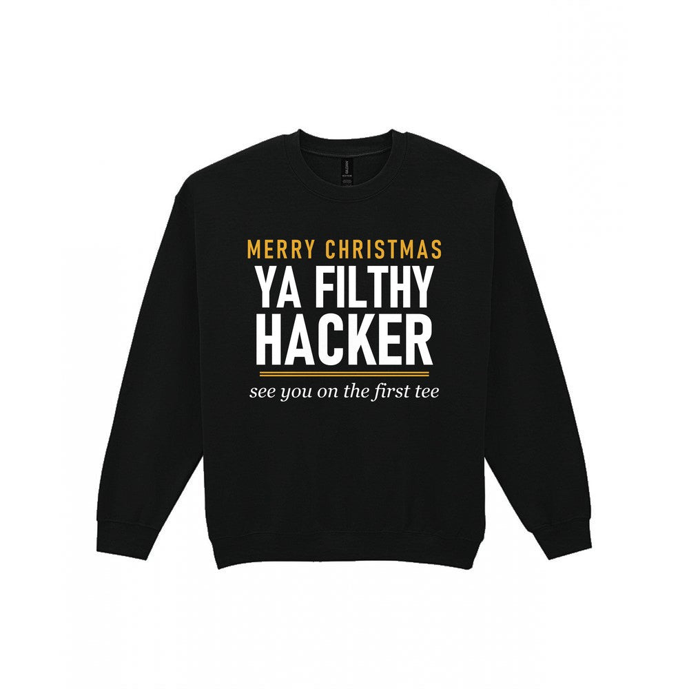 Merry Christmas Ya Filthy Hacker Funny Golf Christmas Jumper & T-Shirt Sweatshirt in Black