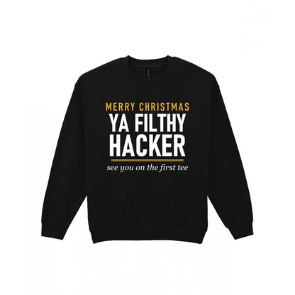 Merry Christmas Ya Filthy Hacker Funny Golf Christmas Jumper & T-Shirt Sweatshirt in Black