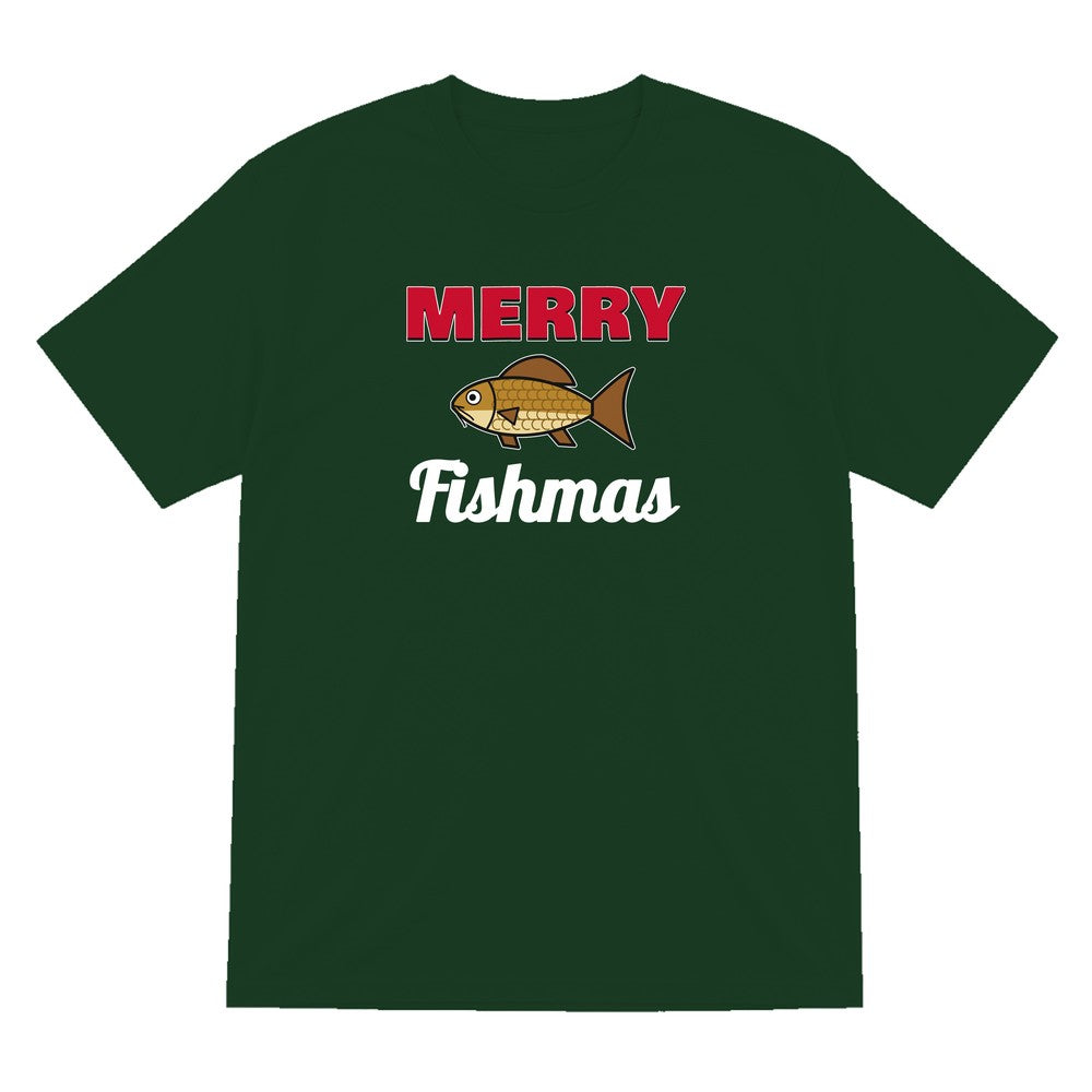 Merry Fishmas Fishing Christmas Jumper & T-Shirt T-Shirt in Forest Green