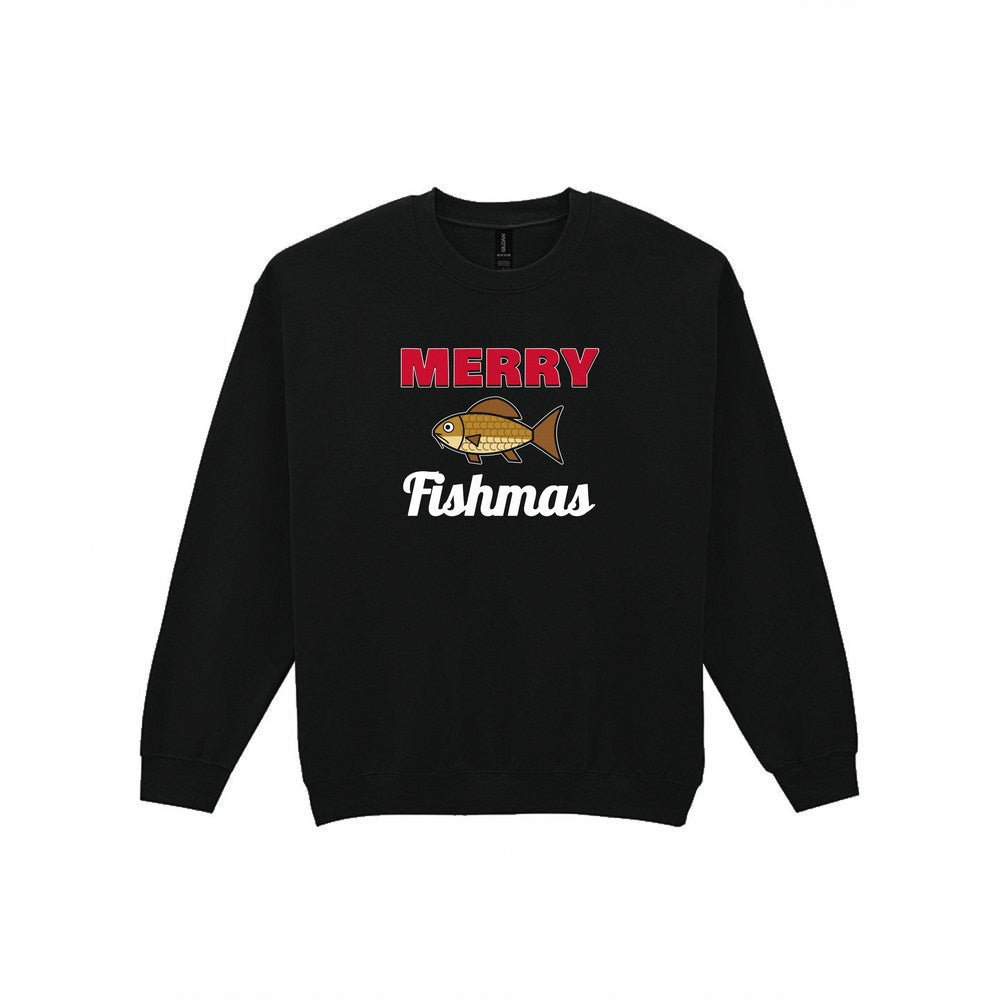 Merry Fishmas Fishing Christmas Jumper & T-Shirt Sweatshirt in Black