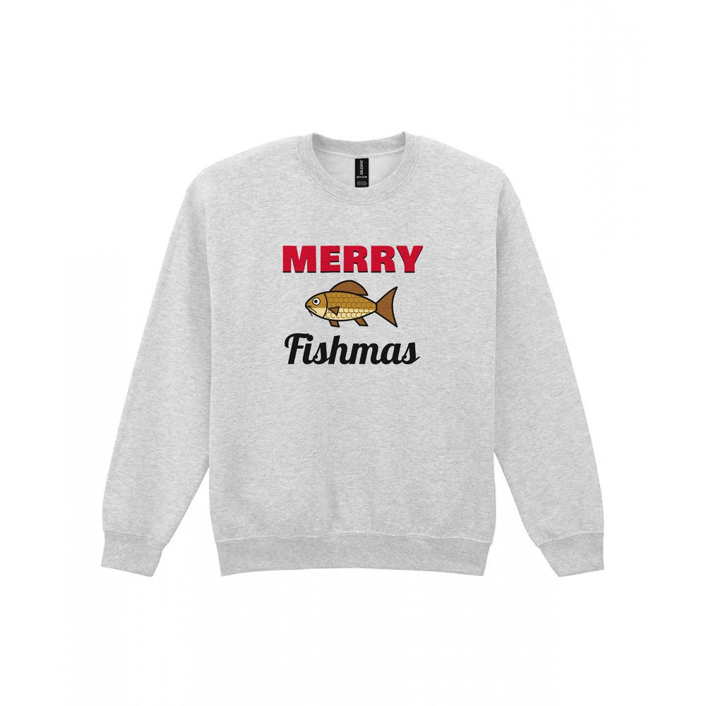 Merry Fishmas Fishing Christmas Jumper & T-Shirt Sweatshirt in Sport Grey