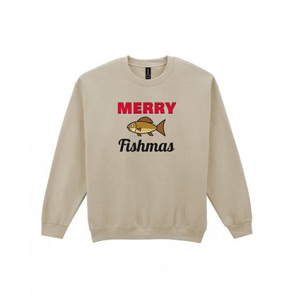 Merry Fishmas Fishing Christmas Jumper & T-Shirt Sweatshirt in Sand