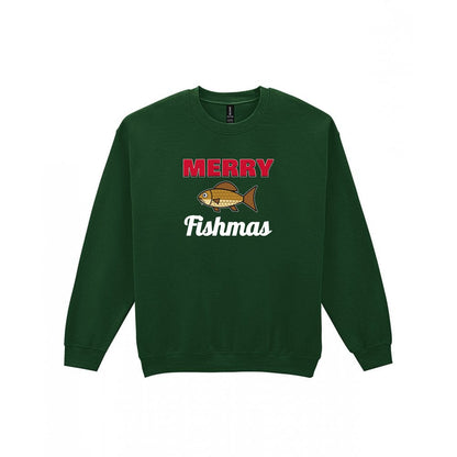 Merry Fishmas Fishing Christmas Jumper & T-Shirt Sweatshirt in Forest Green