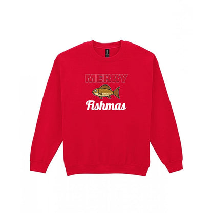 Merry Fishmas Fishing Christmas Jumper & T-Shirt Sweatshirt in Red