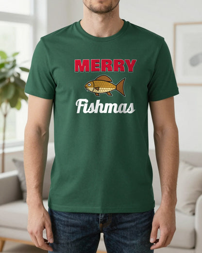 Merry Fishmas Fishing Christmas Jumper & T-Shirt worn