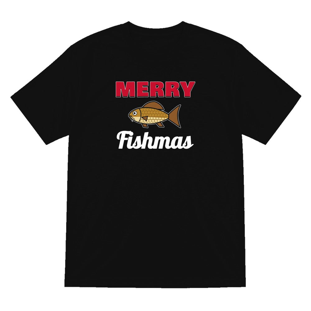 Merry Fishmas Fishing Christmas Jumper & T-Shirt T-Shirt in Black