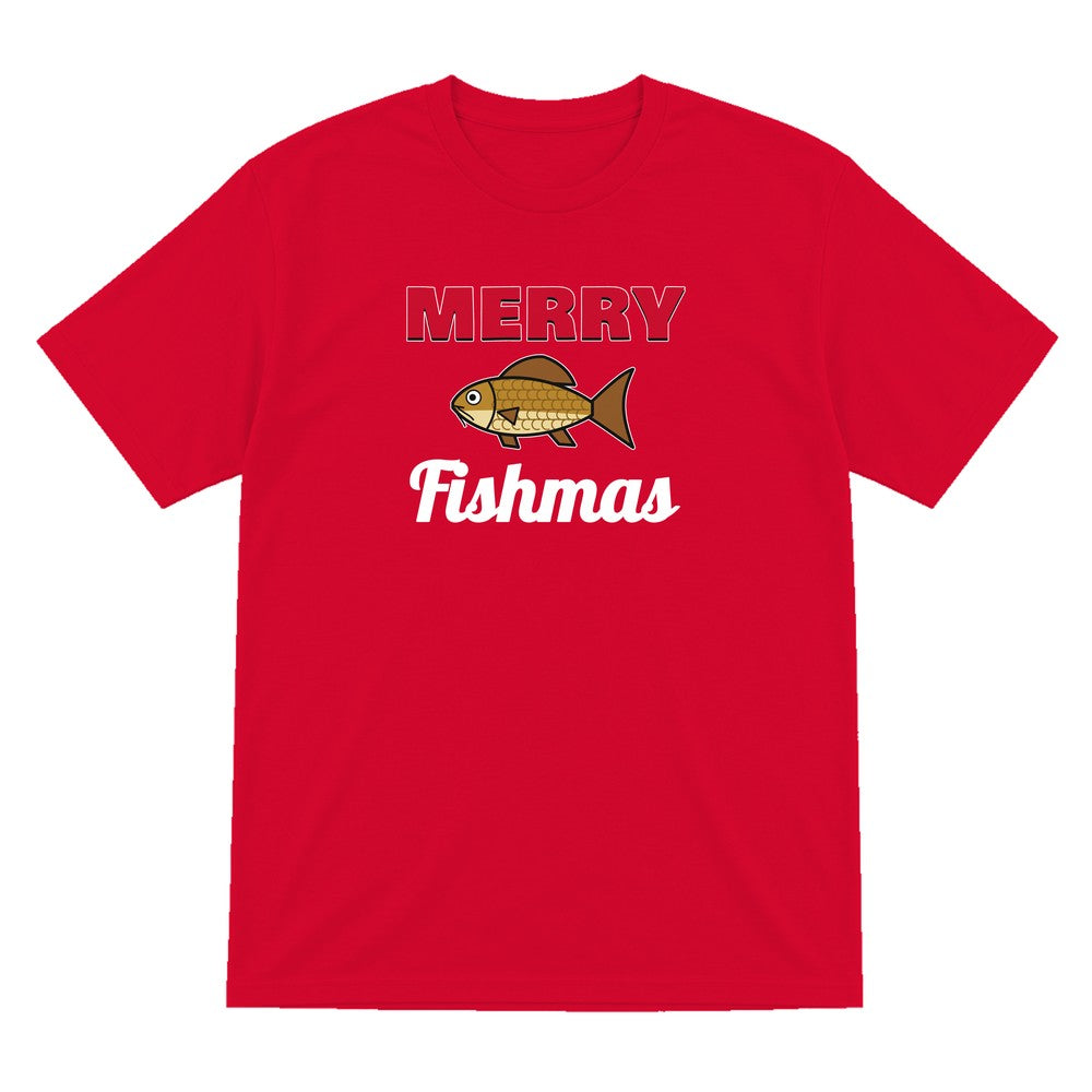 Merry Fishmas Fishing Christmas Jumper & T-Shirt T-Shirt in Red