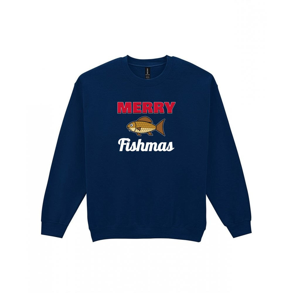 Merry Fishmas Fishing Christmas Jumper & T-Shirt Sweatshirt in Navy
