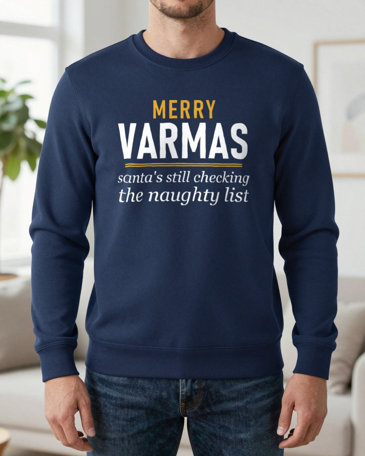 Merry VARmas Funny Football Christmas Jumper & T-Shirt worn