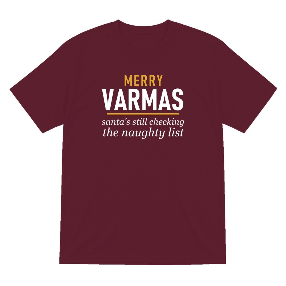 Merry VARmas Funny Football Christmas Jumper & T-Shirt T-Shirt in Maroon