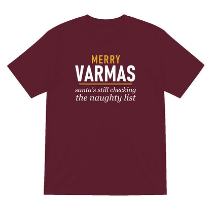 Merry VARmas Funny Football Christmas Jumper & T-Shirt T-Shirt in Maroon