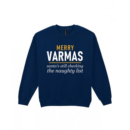 Merry VARmas Funny Football Christmas Jumper & T-Shirt Sweatshirt in Navy