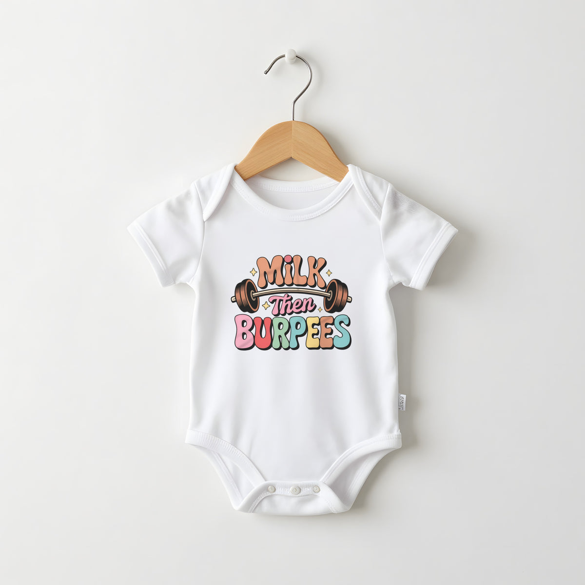 Milk Then Burpees funny baby grow
