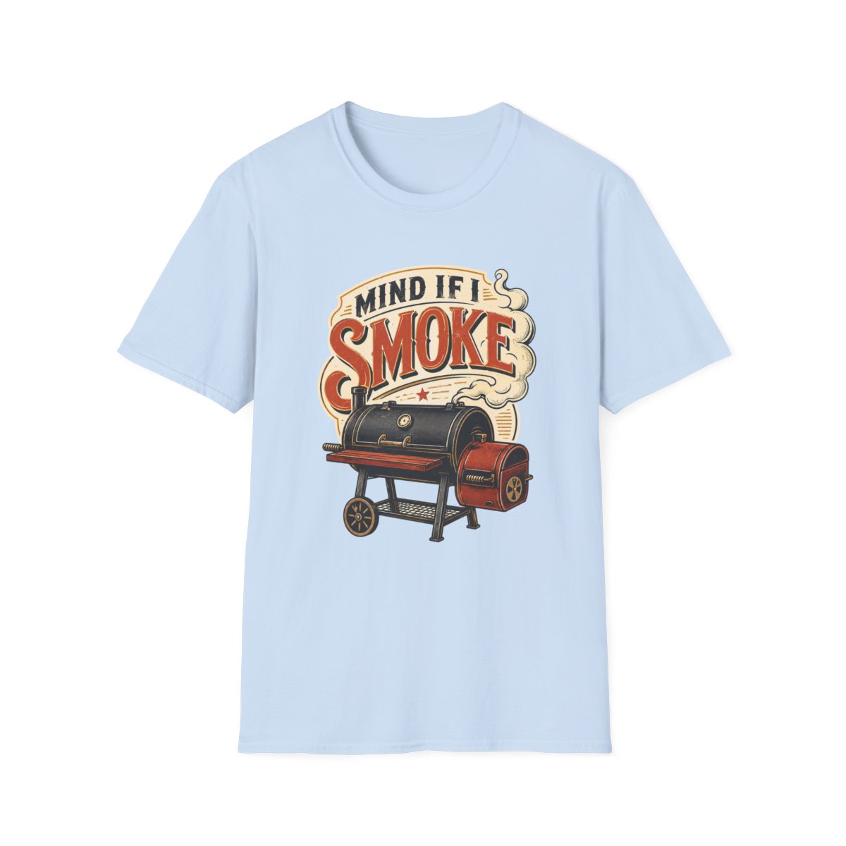 light blue t-shirt with mind if i smoke bbq design for dads