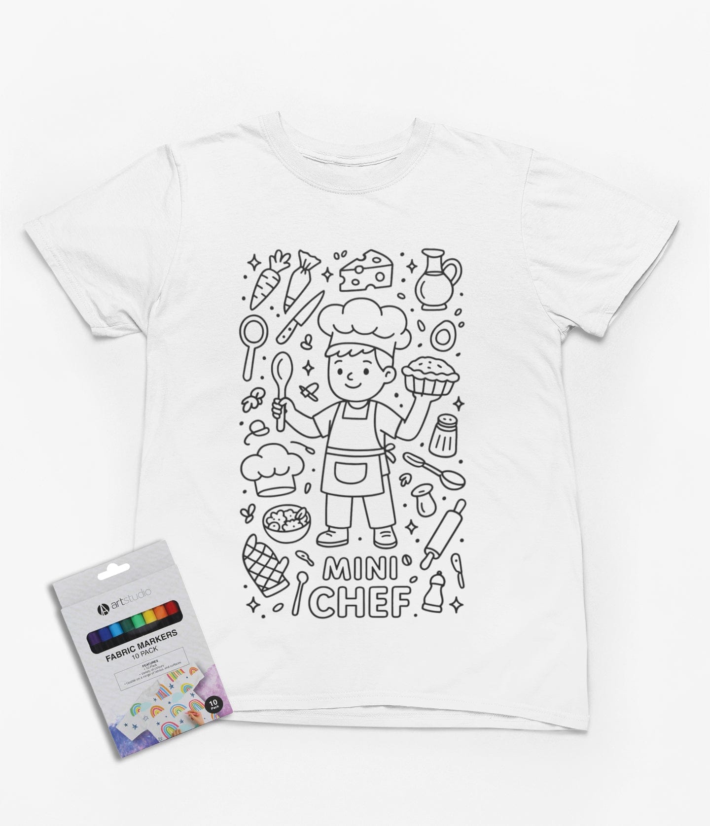 mini chef colour-in t-shirt t-shirt front product image
