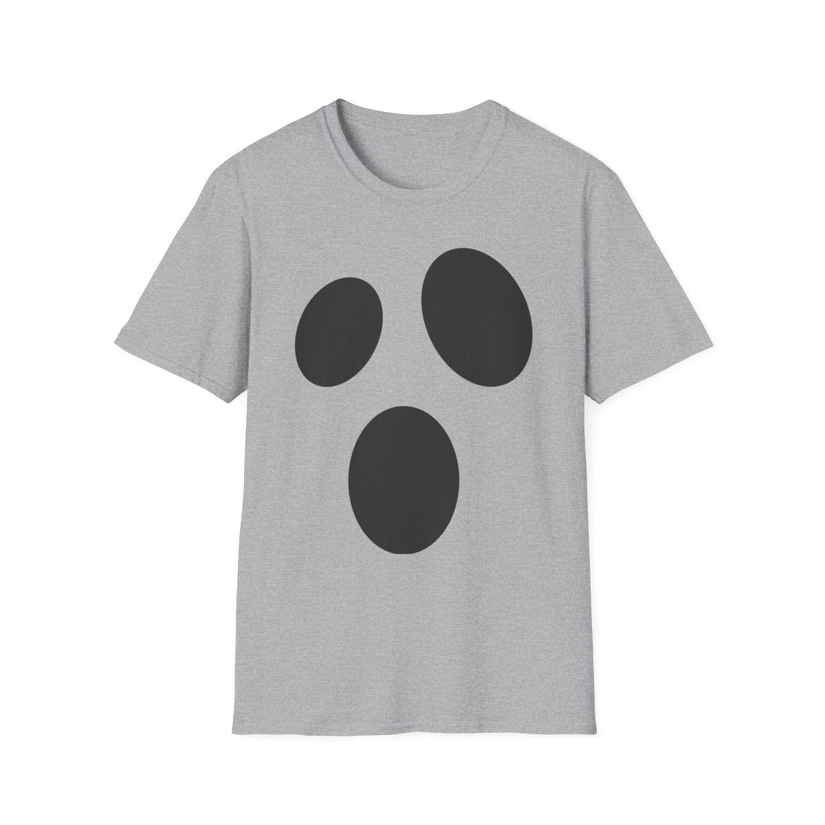 light blue t-shirt with simple black ghost graphic