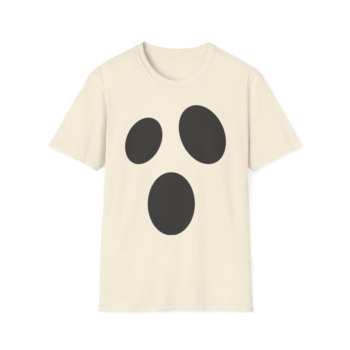 red t-shirt with minimalist ghost expression print