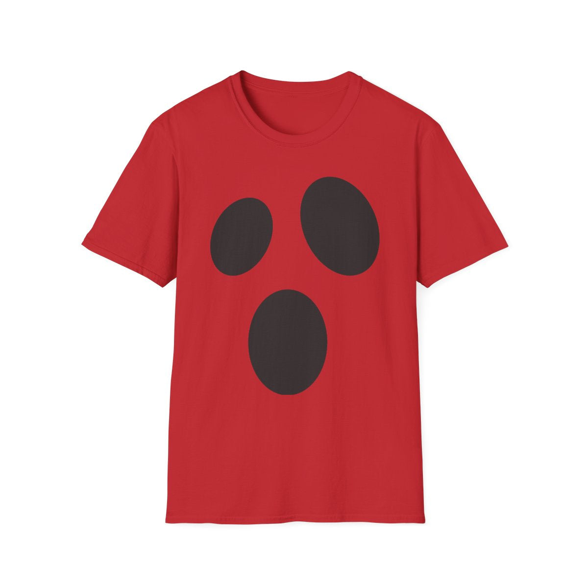 white minimalist ghost face t-shirt worn casually