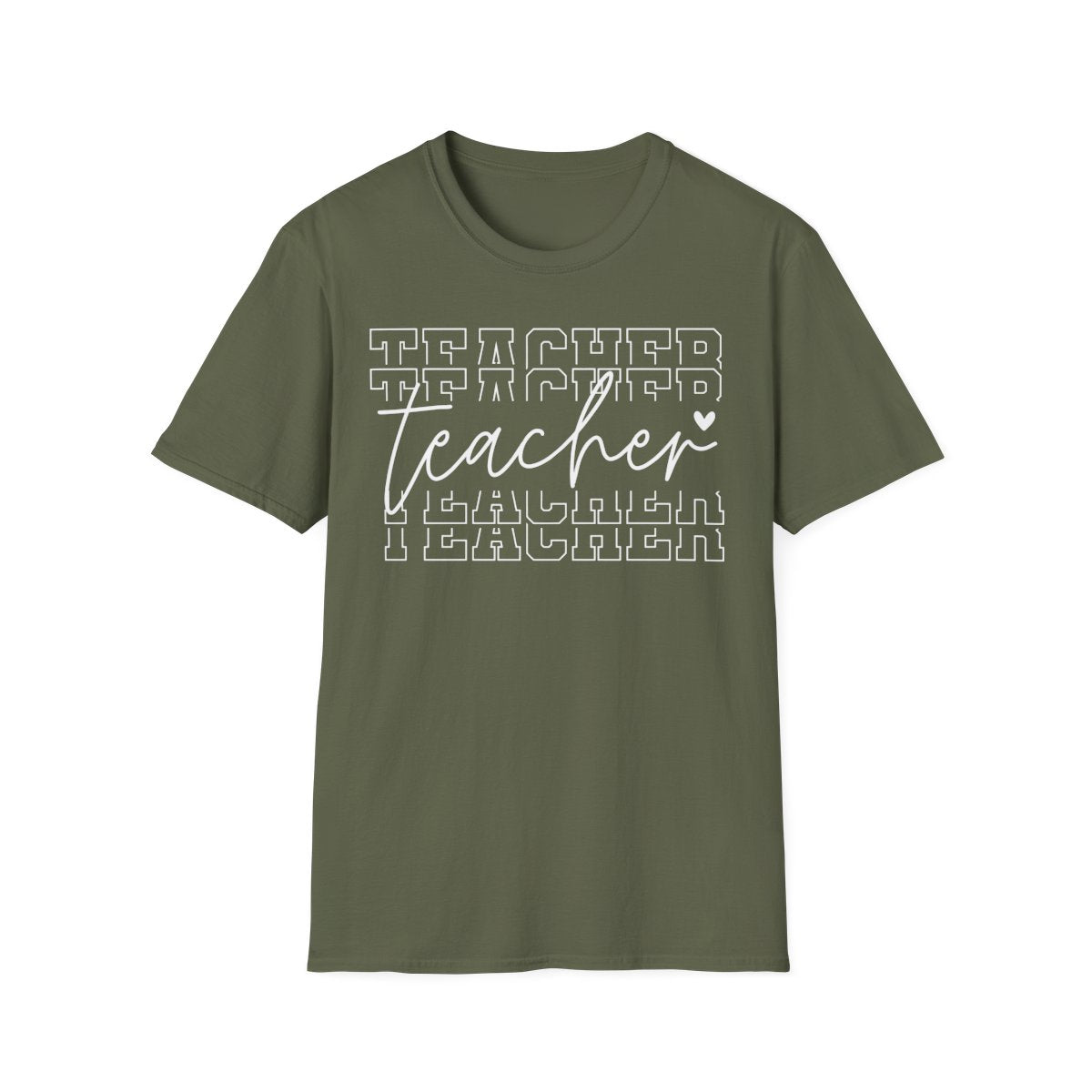 black t-shirt with modern teacher slogan graphic