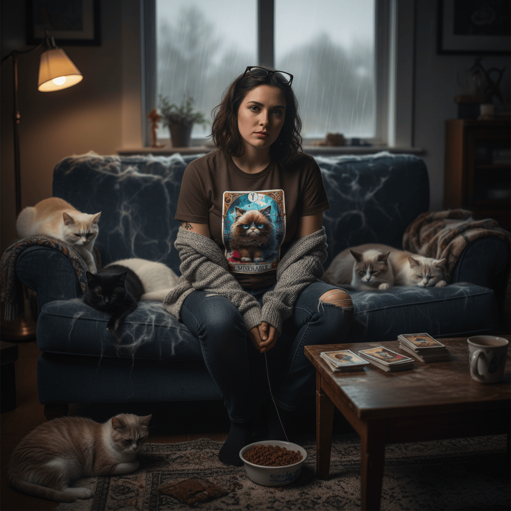 miserable grumpy cat tarot t-shirt t-shirt tenth colour product image
