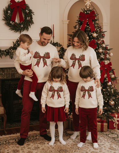 Mistletoe Coquette Bow Christmas Sweatshirt – Vintage Red Festive Jumper gift_idea unique_gift personalised_gift