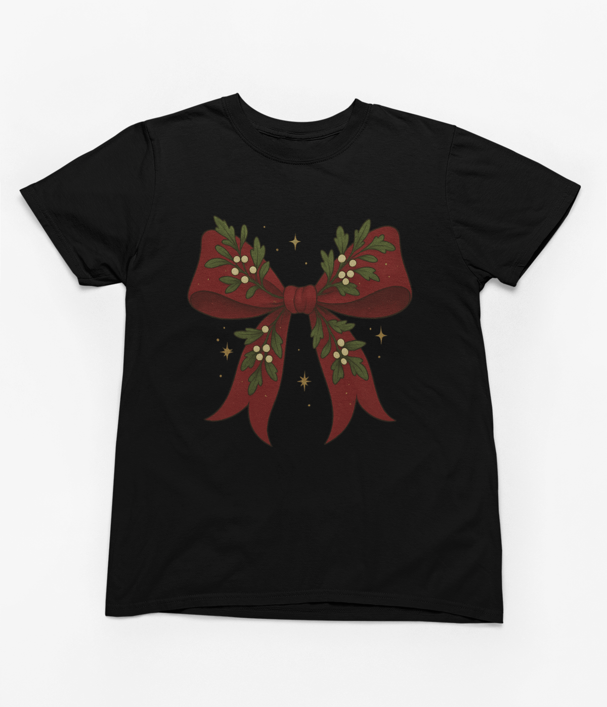 Mistletoe Coquette Bow Christmas Sweatshirt – Vintage Red Festive Jumper T-Shirt / 3XL (Adult) / Black gift_idea unique_gift personalised_gift