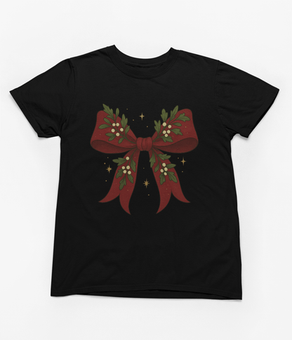 Mistletoe Coquette Bow Christmas Sweatshirt – Vintage Red Festive Jumper T-Shirt / 3XL (Adult) / Black gift_idea unique_gift personalised_gift