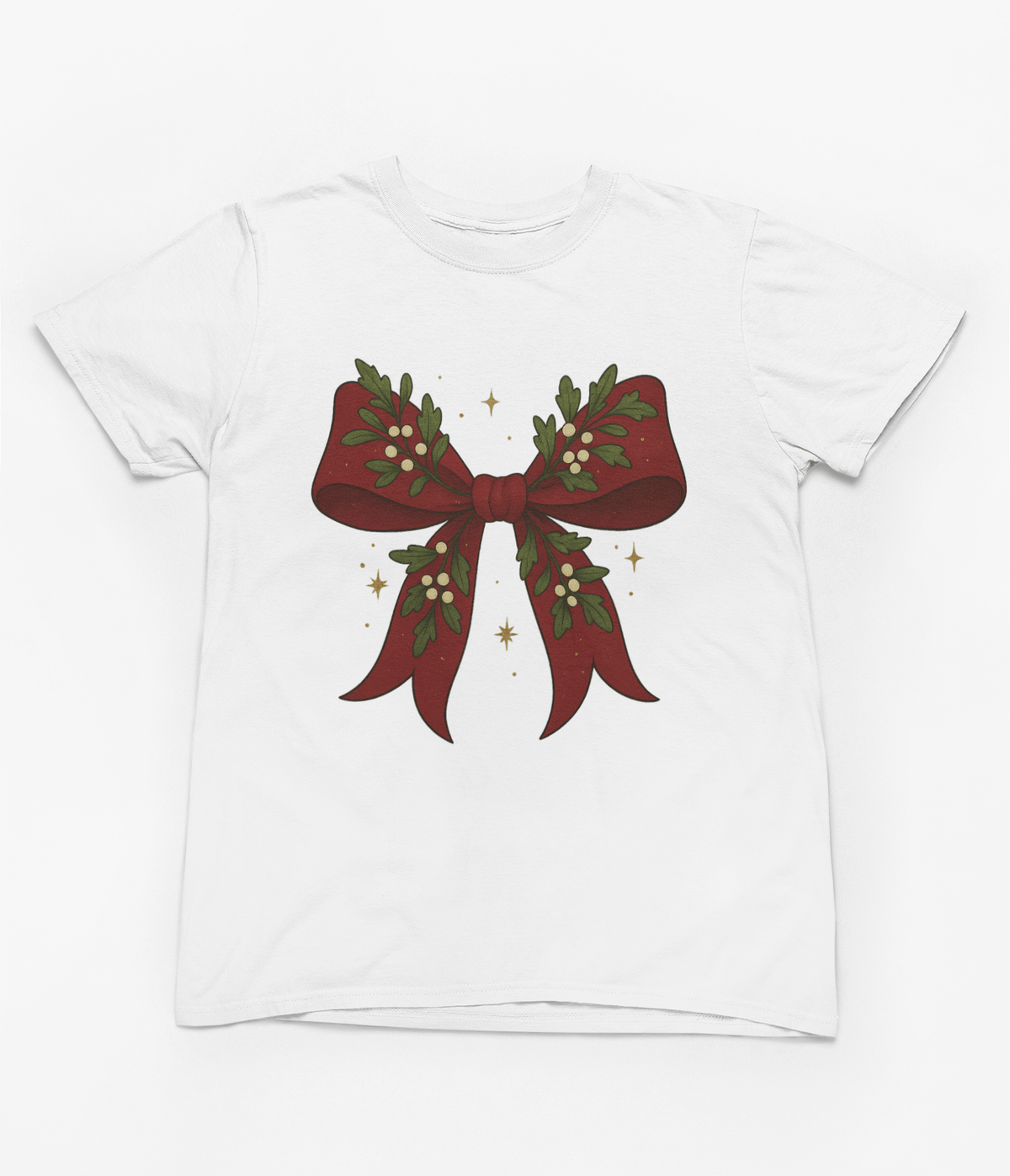 Mistletoe Coquette Bow Christmas Sweatshirt – Vintage Red Festive Jumper T-Shirt / 3XL (Adult) / White gift_idea unique_gift personalised_gift