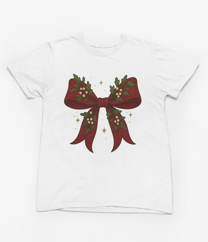 Mistletoe Coquette Bow Christmas Sweatshirt – Vintage Red Festive Jumper T-Shirt / 3XL (Adult) / White gift_idea unique_gift personalised_gift