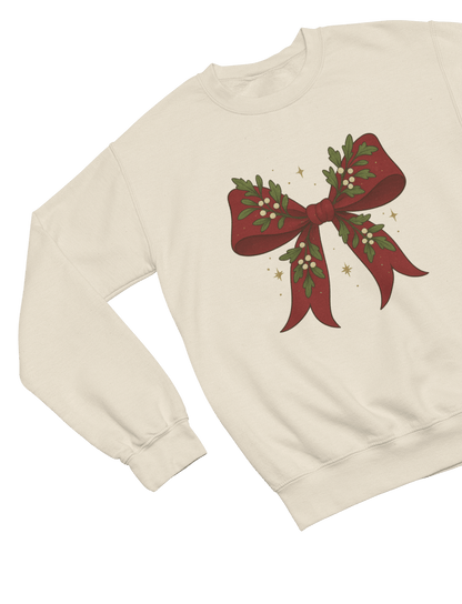 Mistletoe Coquette Bow Christmas Sweatshirt – Vintage Red Festive Jumper gift_idea unique_gift personalised_gift
