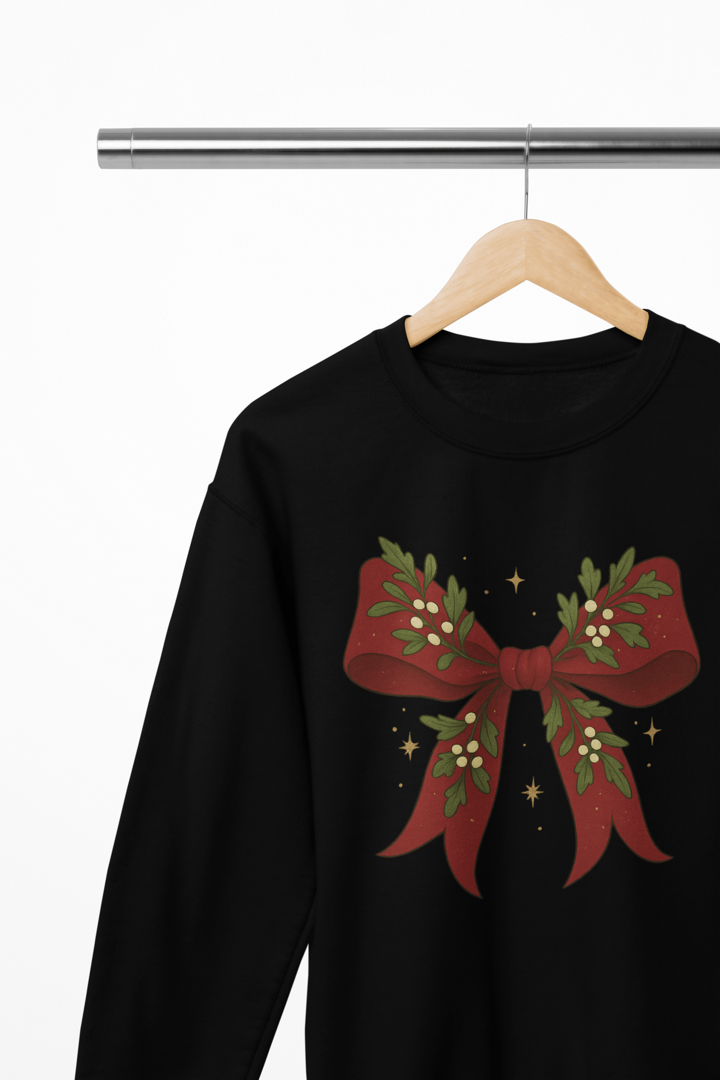 Mistletoe Coquette Bow Christmas Sweatshirt – Vintage Red Festive Jumper Sweatshirt / 3XL (Adult) / Black gift_idea unique_gift personalised_gift