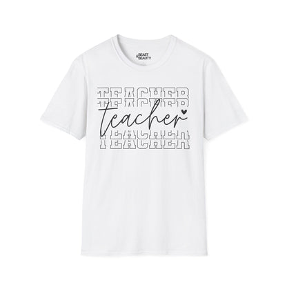 modern teacher script typography t-shirt t-shirt front product image
