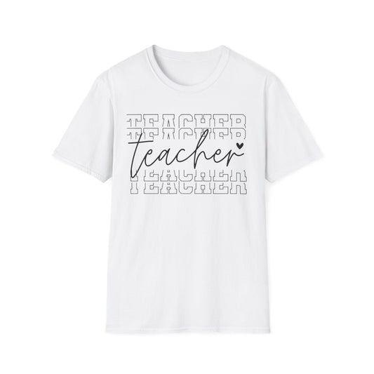 light blue t-shirt with modern teacher script typography layered design