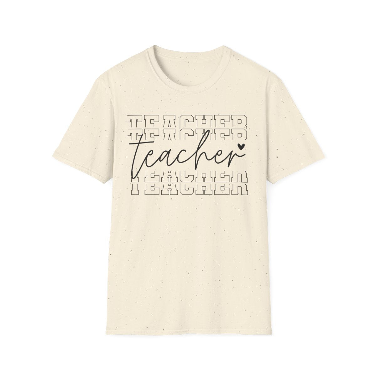 white t-shirt with modern teacher script typography graphic print