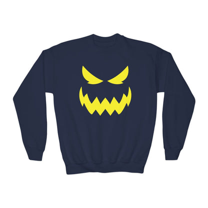 red kids halloween sweatshirt with monster face print