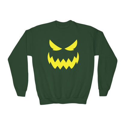navy kids sweatshirt with spooky monster face design