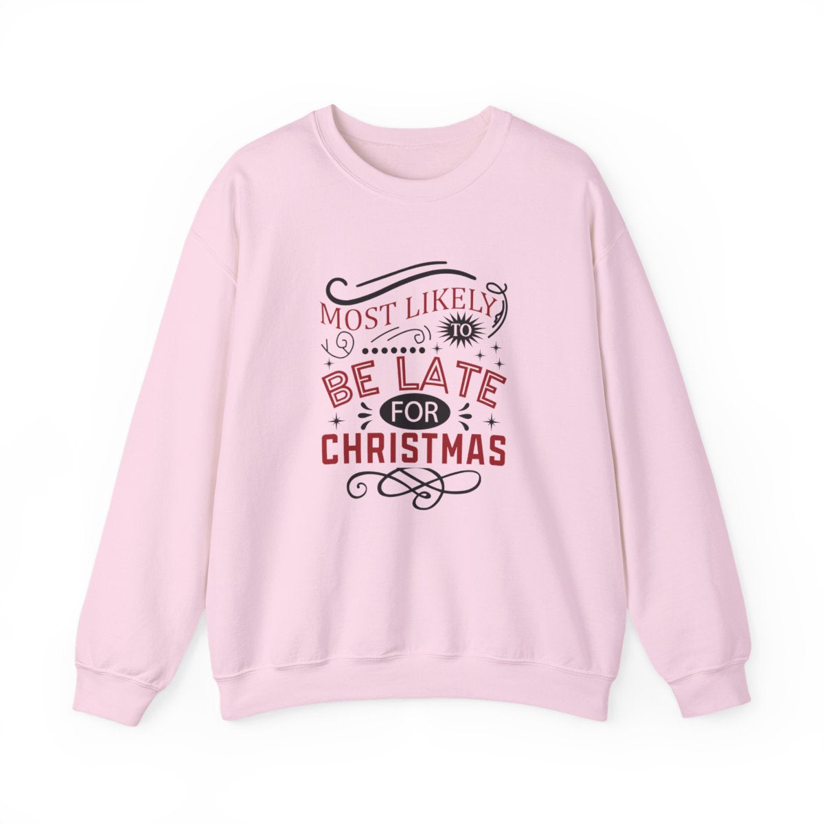 sand sweatshirt with fashionably late christmas slogan graphic