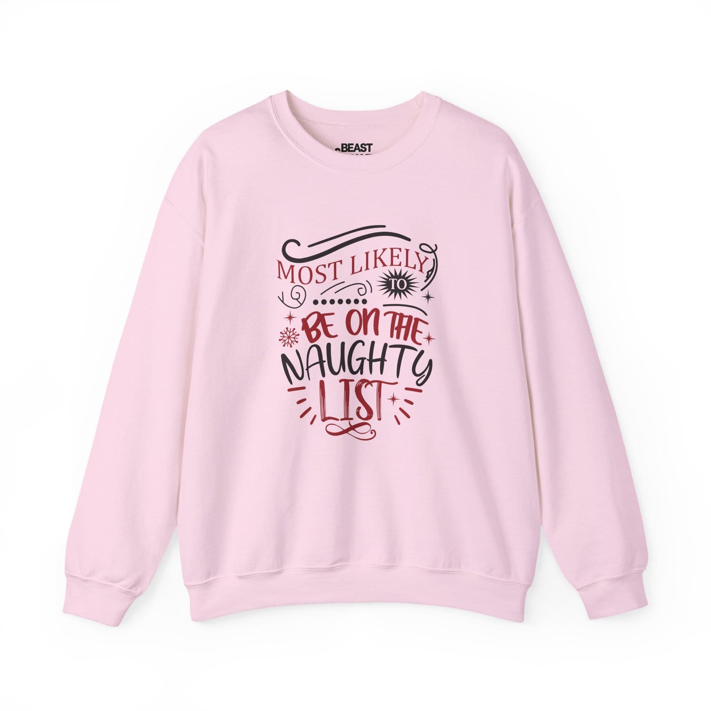 most likely to be on the naughty list christmas sweatshirt light pink sweatshirt Christmas gift idea