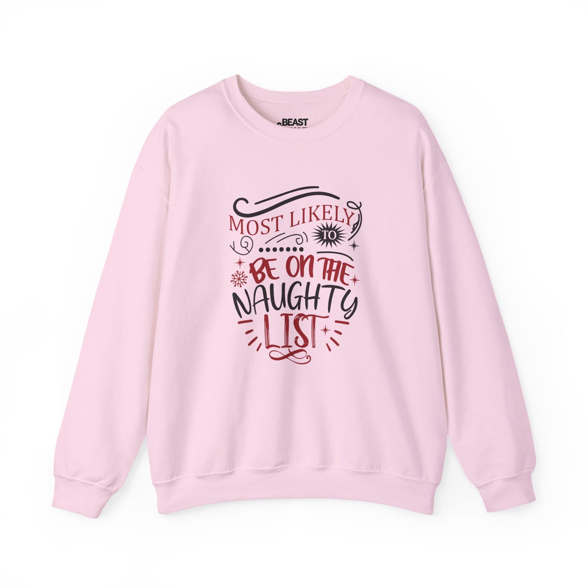 most likely to be on the naughty list christmas sweatshirt light pink sweatshirt Christmas gift idea