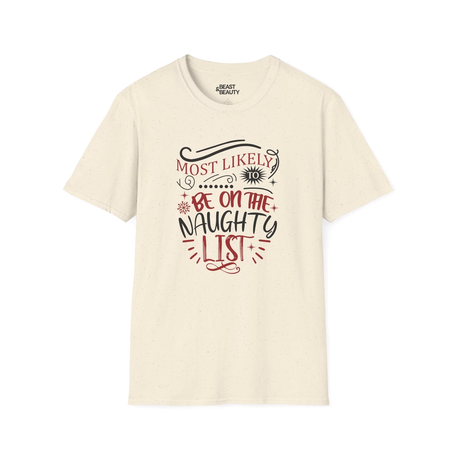 most likely to be on the naughty list christmas t-shirt natural t-shirt Christmas gift idea