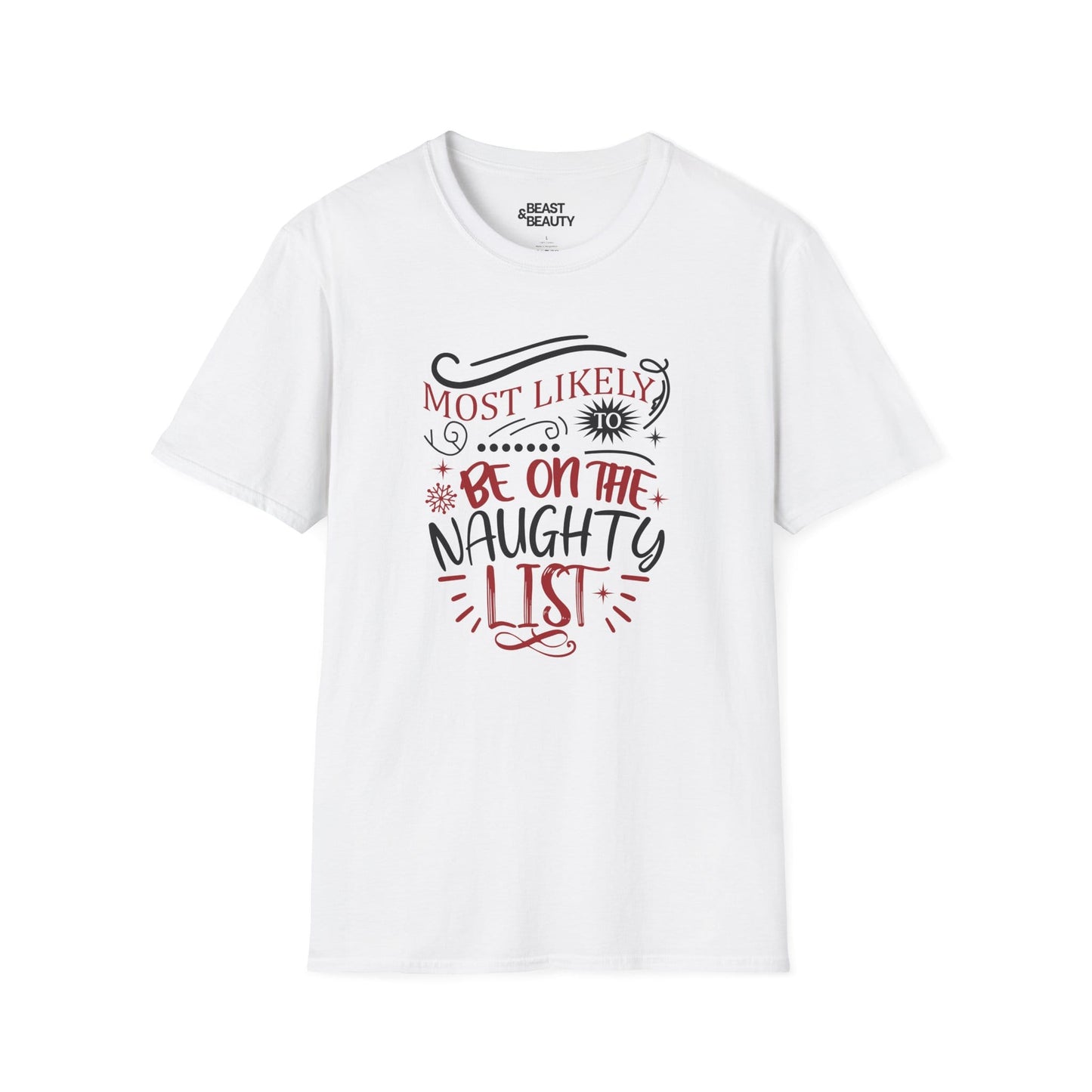 most likely to be on the naughty list christmas t-shirt white t-shirt Christmas gift idea