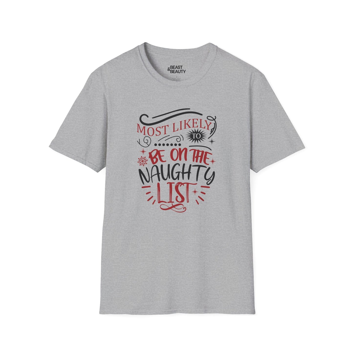 most likely to be on the naughty list christmas t-shirt sport grey t-shirt Christmas gift idea