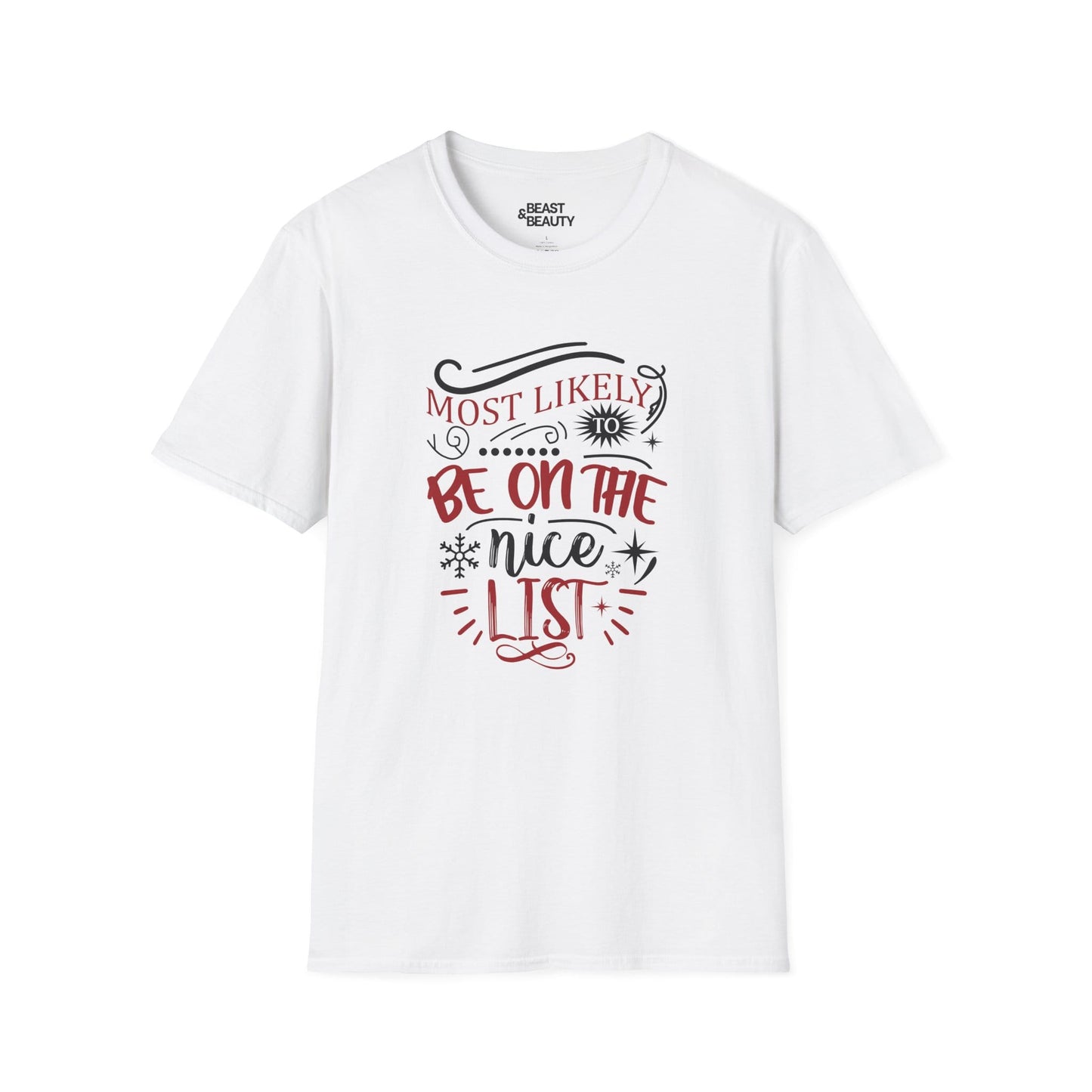 most likely to be on the nice list christmas t-shirt white t-shirt Christmas gift idea