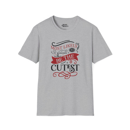 most likely to be the cutest christmas t-shirt sport grey t-shirt Christmas gift idea