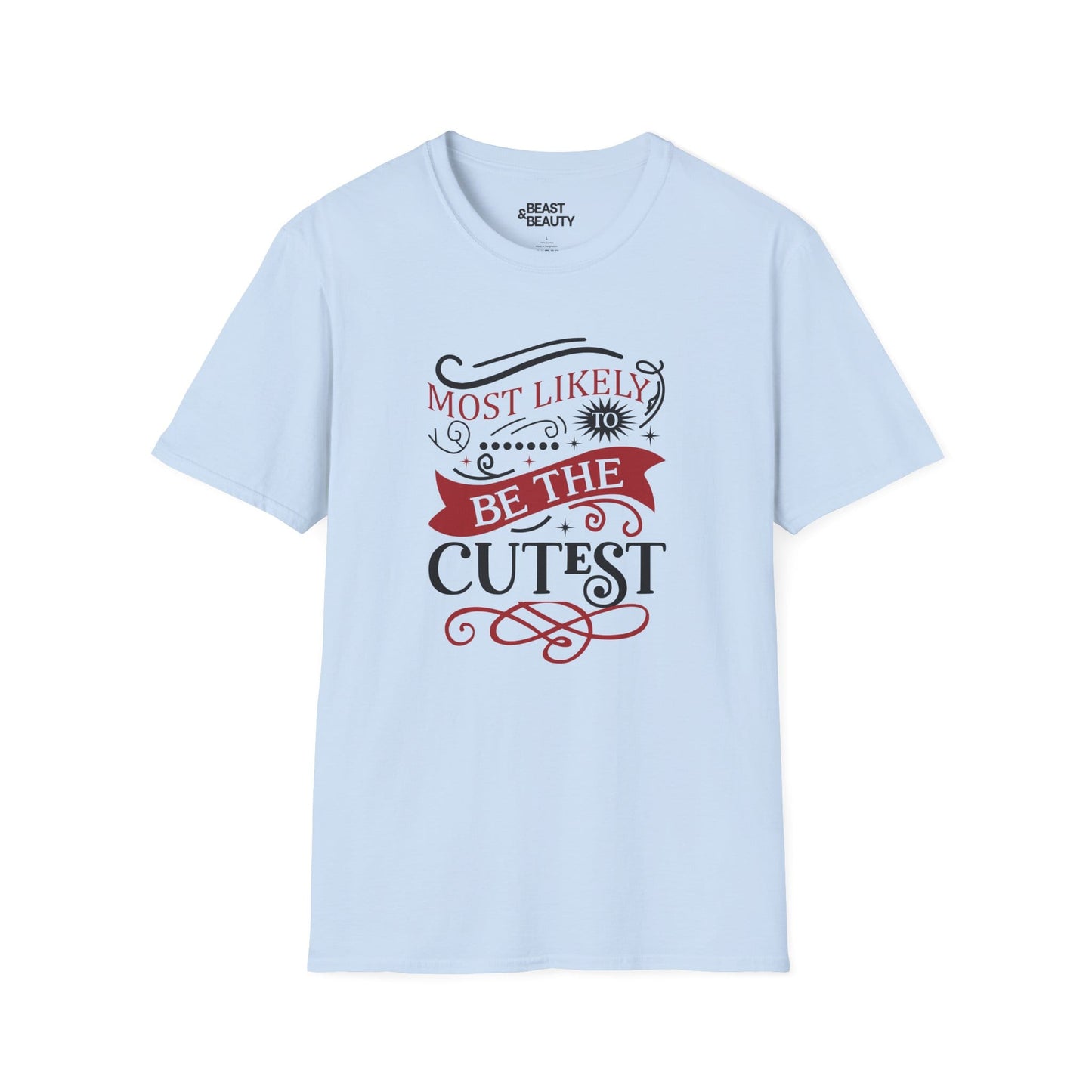 most likely to be the cutest christmas t-shirt light blue t-shirt Christmas gift idea
