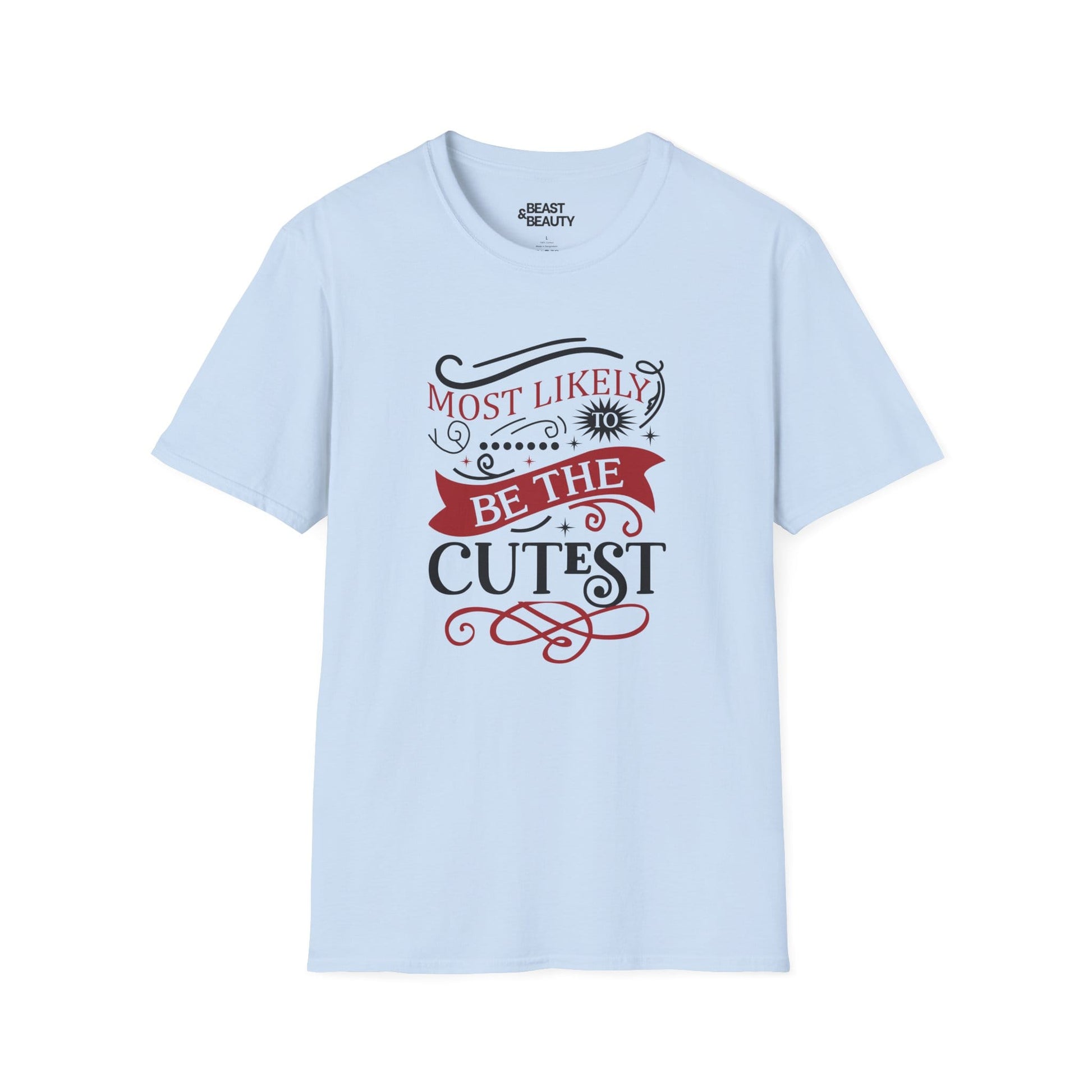 most likely to be the cutest christmas t-shirt light blue t-shirt Christmas gift idea