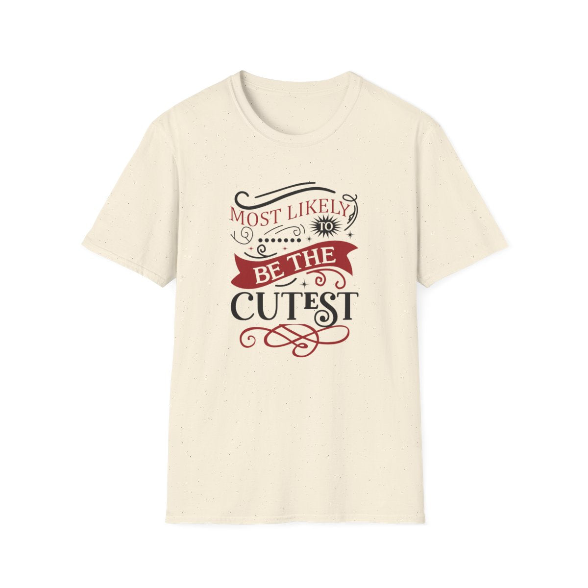light blue t-shirt with most likely to be the cutest Christmas funny design