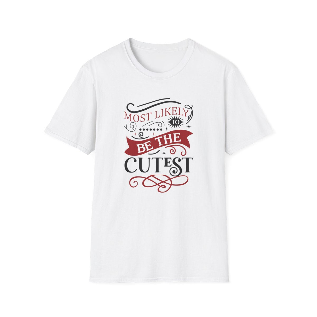 white t-shirt with confident cute Christmas holiday design for family photos
