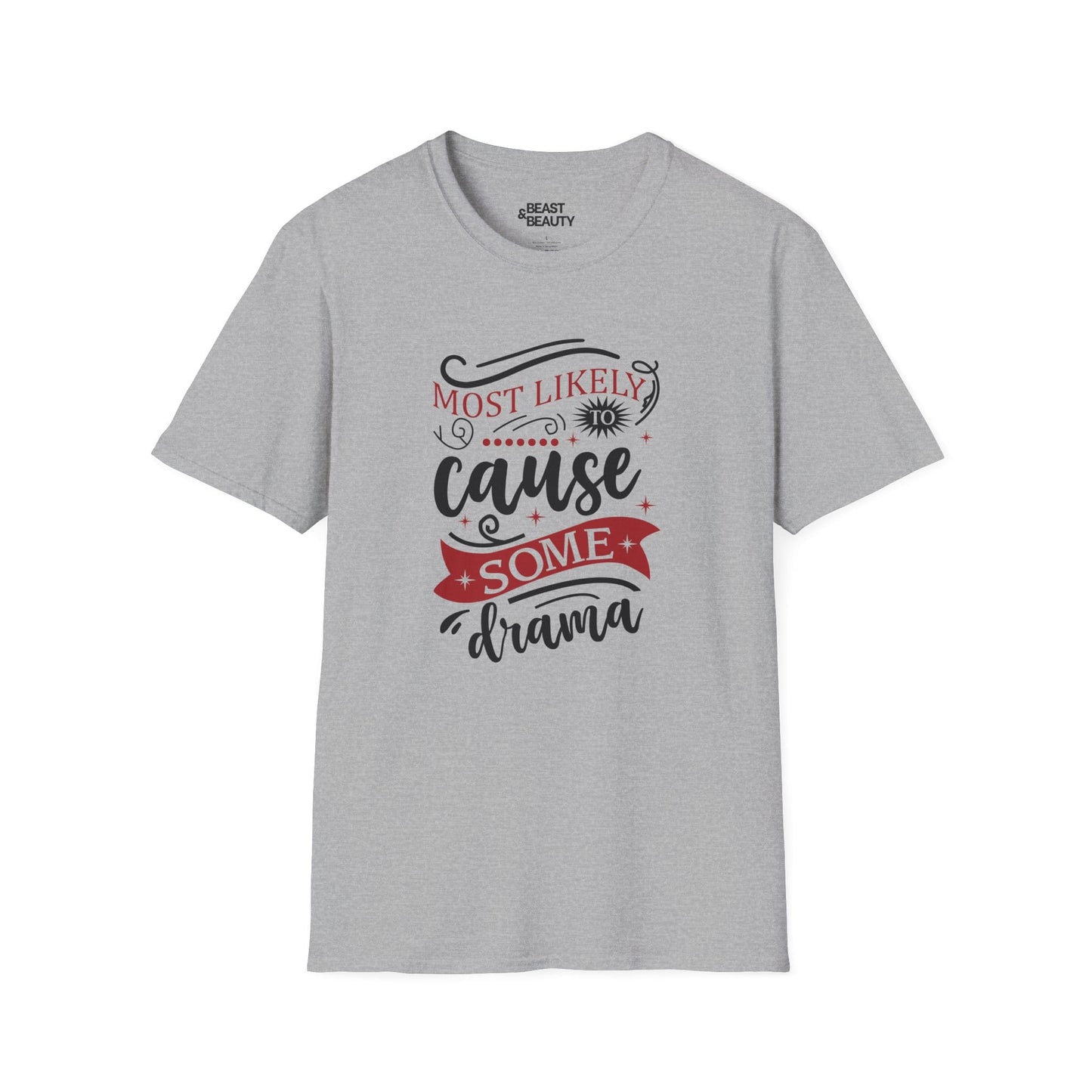 most likely to cause some drama christmas t-shirt sport grey t-shirt Christmas gift idea